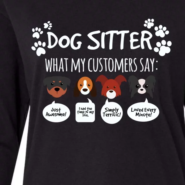 Dog Sitter Funny Dogs Faces Reaction Caring Grooming Stylist Gift Womens Cotton Relaxed Long Sleeve T-Shirt