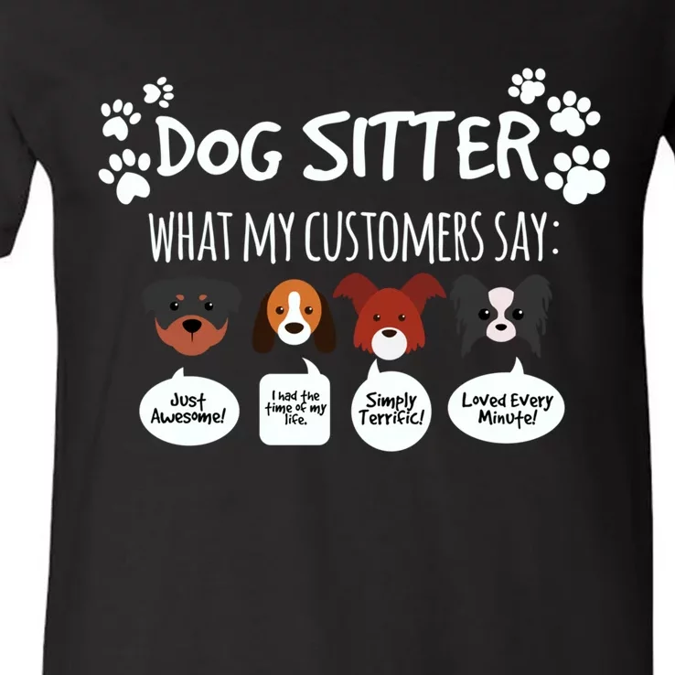 Dog Sitter Funny Dogs Faces Reaction Caring Grooming Stylist Gift V-Neck T-Shirt