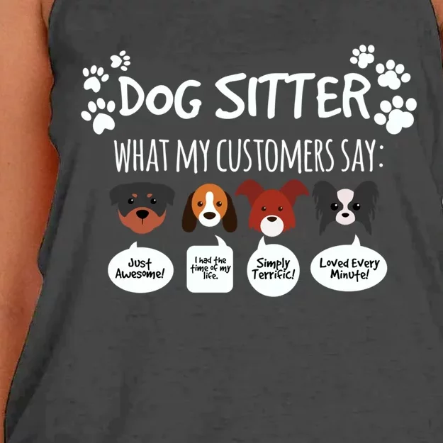 Dog Sitter Funny Dogs Faces Reaction Caring Grooming Stylist Gift Women's Knotted Racerback Tank