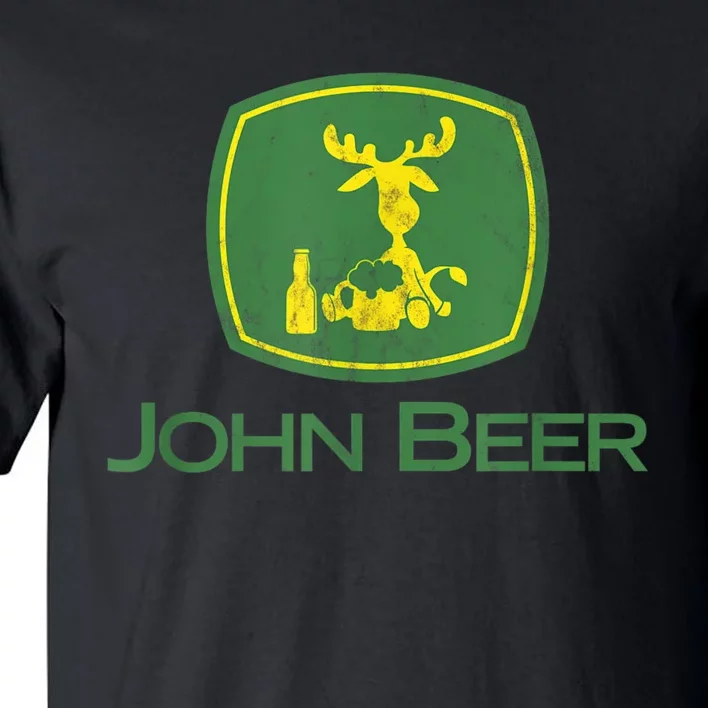 Distressed S Funny Tractor John Beer Deer Farmer Tall T-Shirt