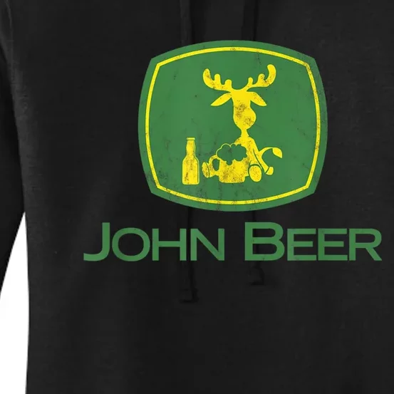 Distressed S Funny Tractor John Beer Deer Farmer Women's Pullover Hoodie