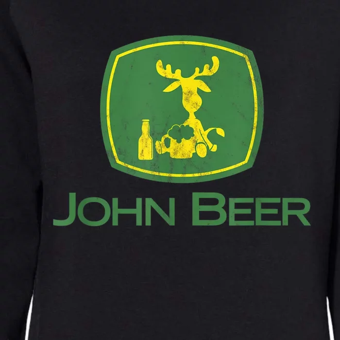 Distressed S Funny Tractor John Beer Deer Farmer Womens California Wash Sweatshirt