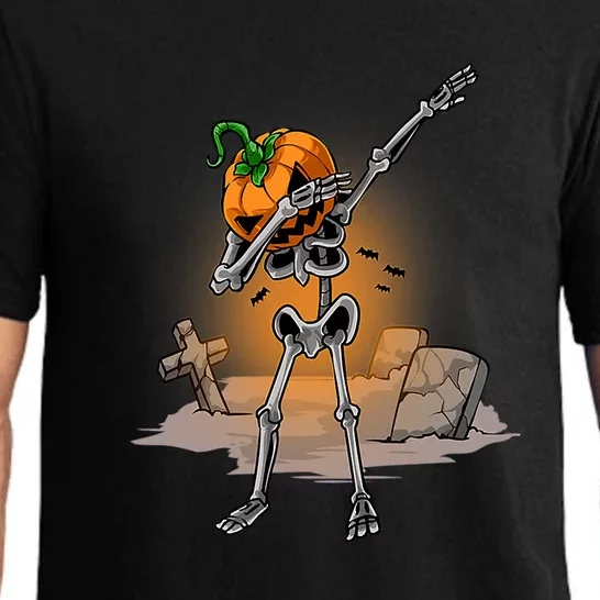 Dabbing Skeleton Funny Gift Pumpkin Dance Pumpkin Dab Halloween Cute Gift Pajama Set