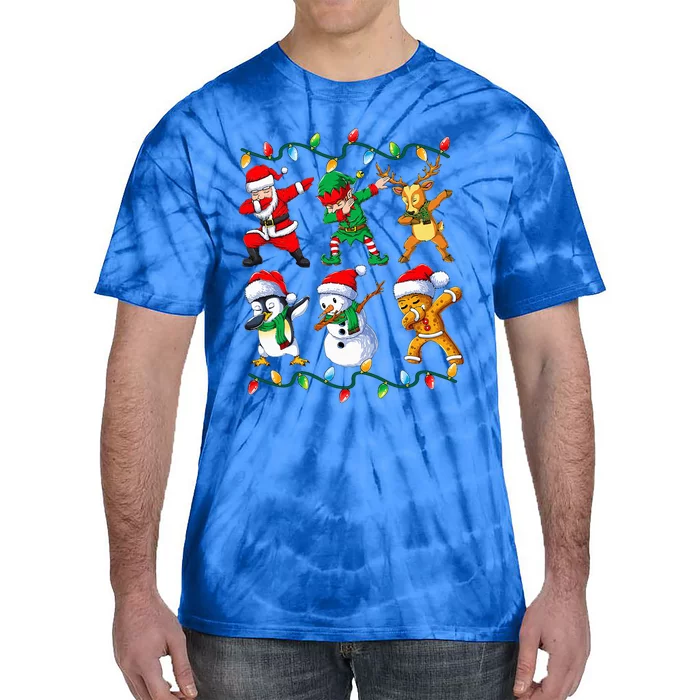 Dabbing Santa Friends Xmas Gifts Christmas Tie-Dye T-Shirt