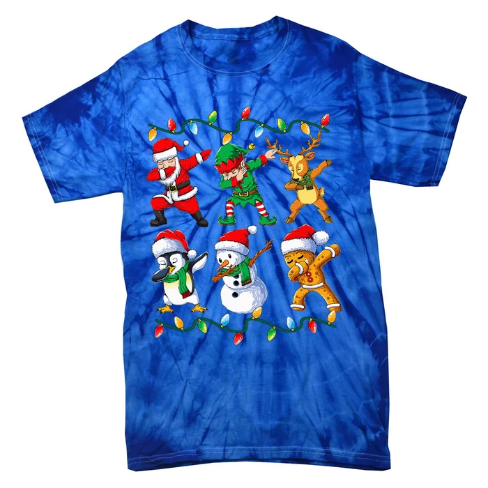 Dabbing Santa Friends Xmas Gifts Christmas Tie-Dye T-Shirt