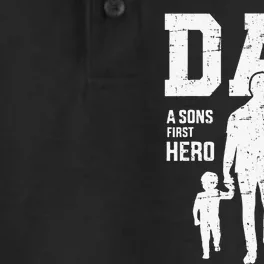 Dad sons first hero daughter love for father's day Dry Zone Grid Performance Polo