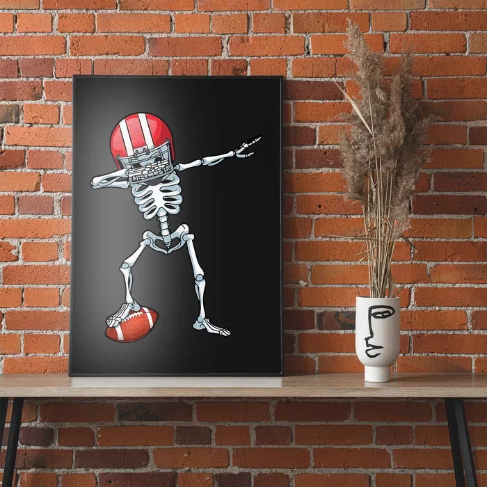 Dabbing Skeleton Football Player Sports Halloween Poster