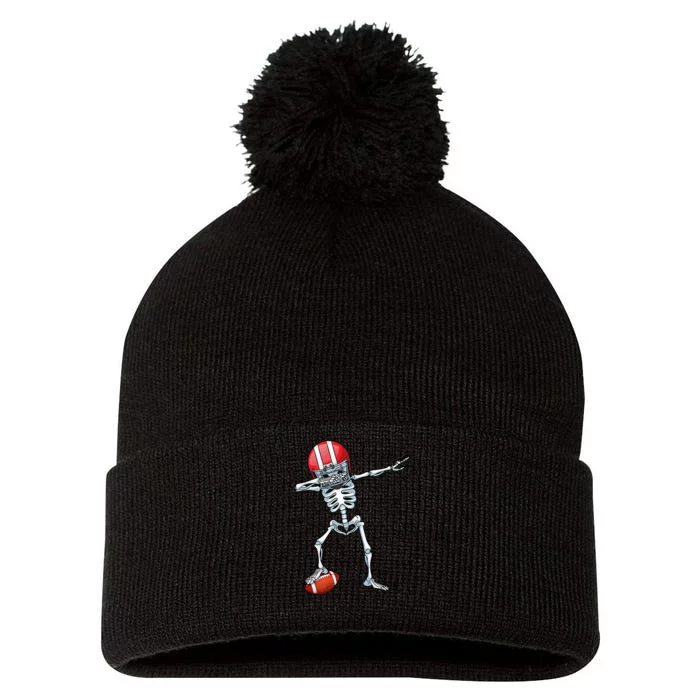 Dabbing Skeleton Football Player Sports Halloween Pom Pom 12in Knit Beanie