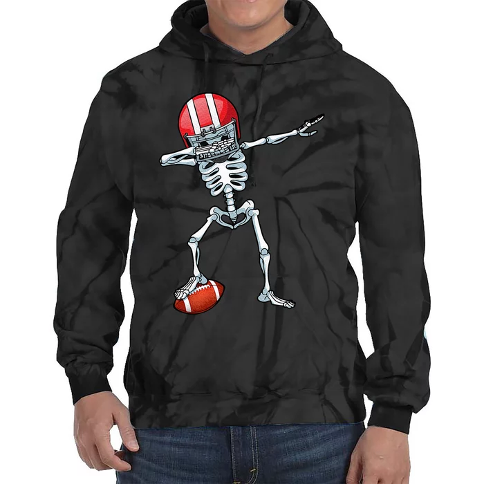 Dabbing Skeleton Football Player Sports Halloween Tie Dye Hoodie