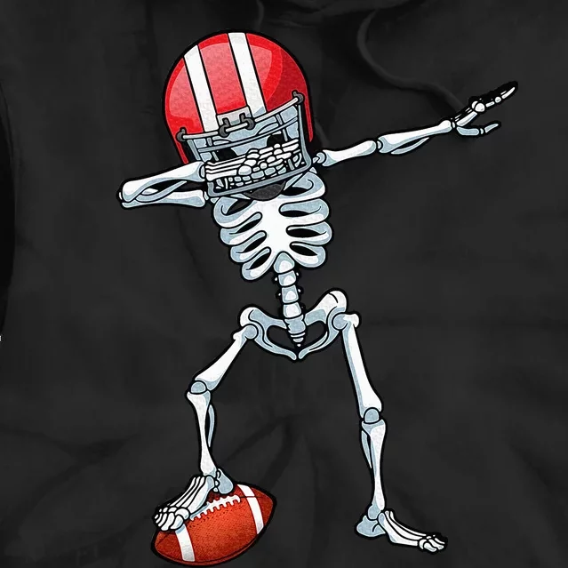 Dabbing Skeleton Football Player Sports Halloween Tie Dye Hoodie