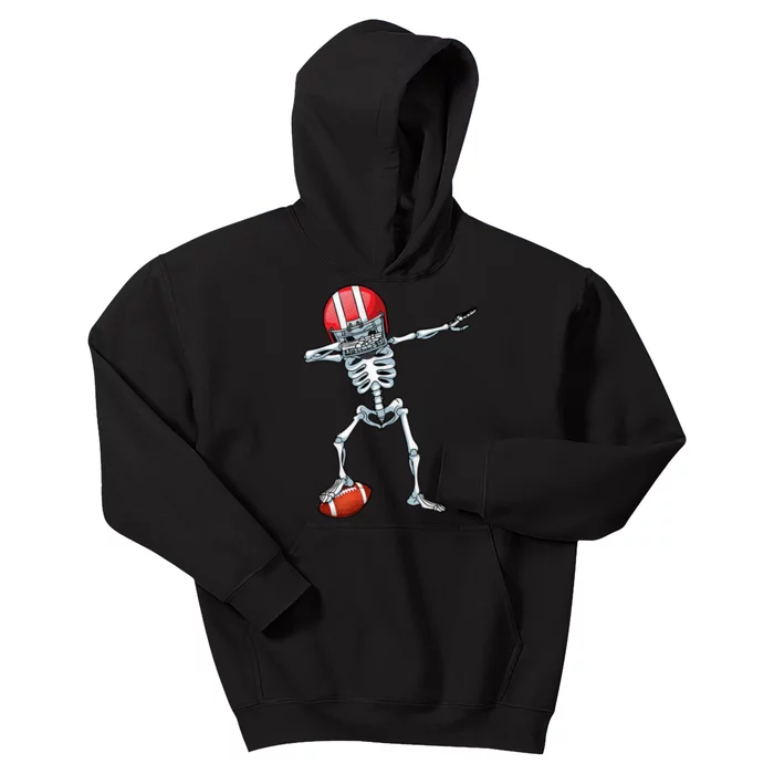 Dabbing Skeleton Football Player Sports Halloween Kids Hoodie