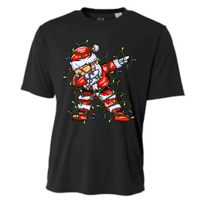 Dabbing Santa For Boy Girl Christmas Tree Lights Cooling Performance Crew T-Shirt