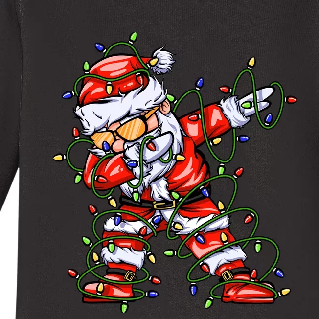 Dabbing Santa For Boy Girl Christmas Tree Lights Baby Long Sleeve Bodysuit