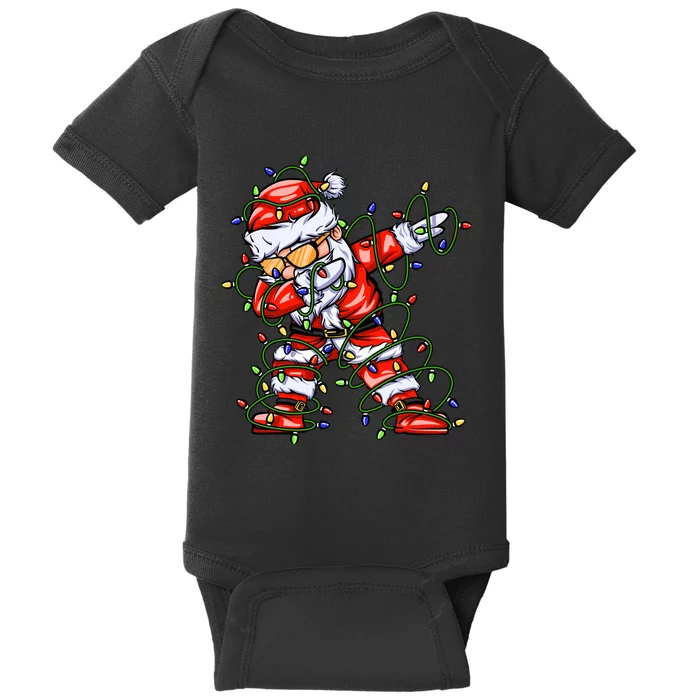 Dabbing Santa For Boy Girl Christmas Tree Lights Baby Bodysuit