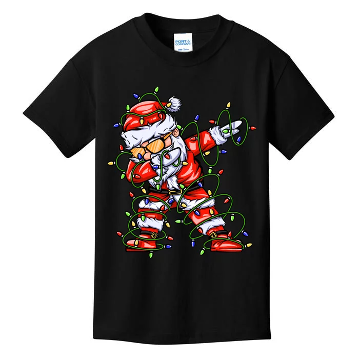 Dabbing Santa For Boy Girl Christmas Tree Lights Kids T-Shirt