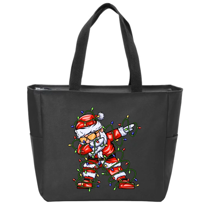 Dabbing Santa For Boy Girl Christmas Tree Lights Zip Tote Bag