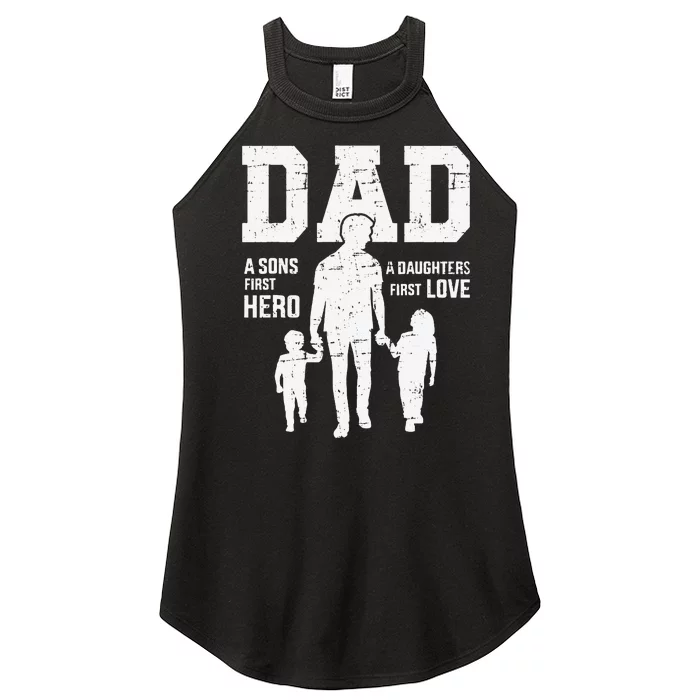 Dad sons first hero daughter love for father's day Women’s Perfect Tri Rocker Tank