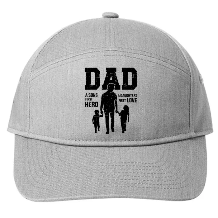 Dad Sons First Hero Daughter Love For Fathers Day 7-Panel Snapback Hat