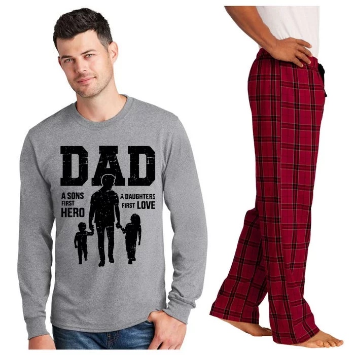 Dad Sons First Hero Daughter Love For Fathers Day Long Sleeve Pajama Set