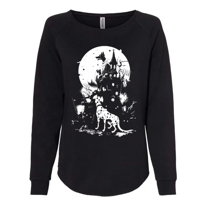 Dalmatian Spooky For Moonlight Halloween Gift Womens California Wash Sweatshirt