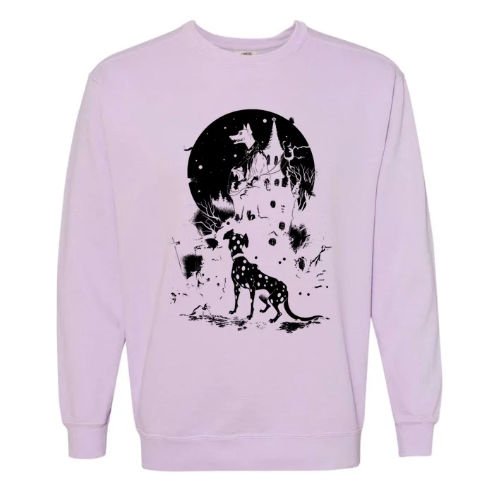 Dalmatian Spooky For Moonlight Halloween Gift Garment-Dyed Sweatshirt