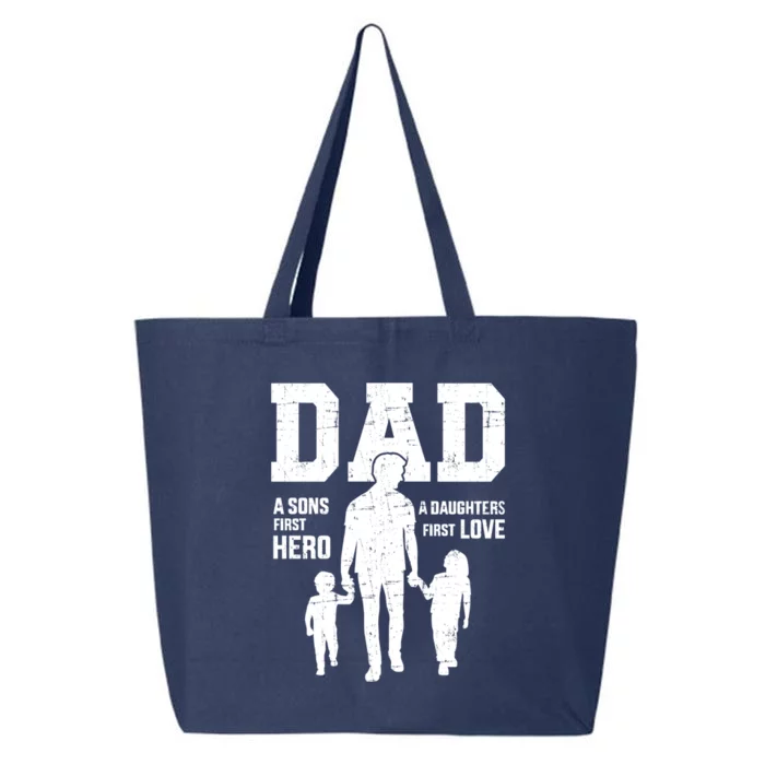 Dad Sons First Hero Daughter Love For Father's Day Funny Gift 25L Jumbo Tote