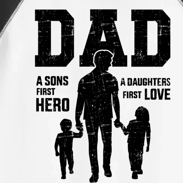 Dad Sons First Hero Daughter Love For Father's Day Funny Gift Toddler Fine Jersey T-Shirt