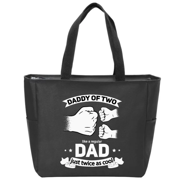 Dad Squared Fathers Day Dad Of Two Cool Daddy Of 2 Zip Tote Bag