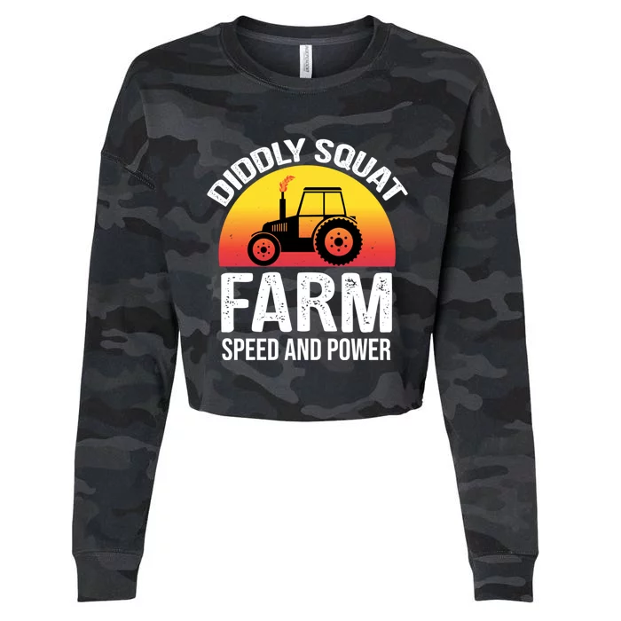 Diddly Squat Farm Speed And Power Gift Funny Tractor Gift Cropped Pullover Crew