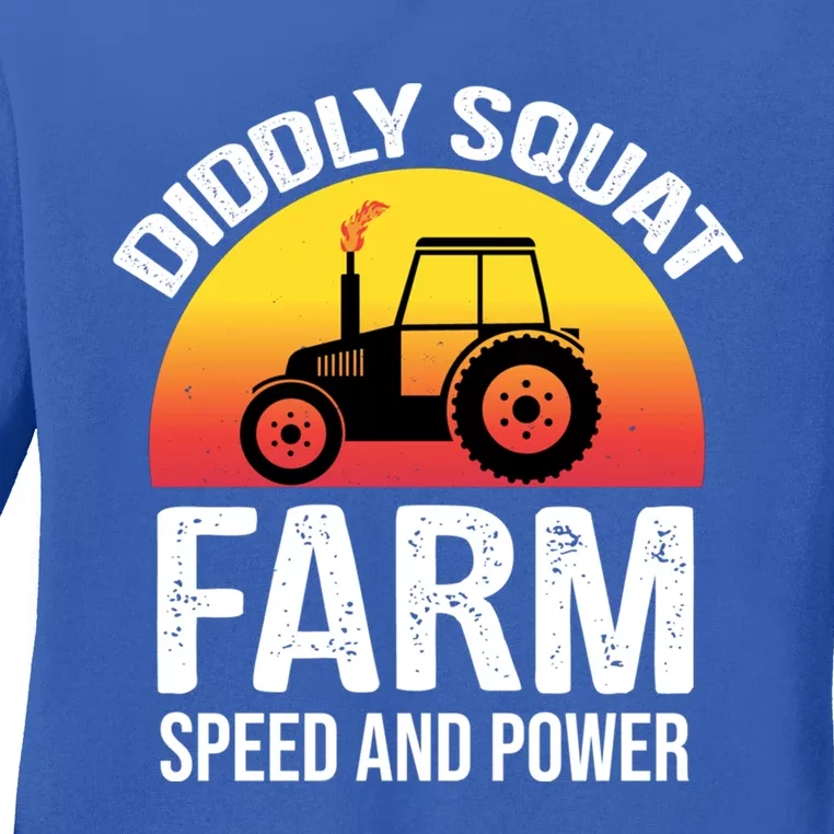 Diddly Squat Farm Speed And Power Gift Funny Tractor Gift Ladies Long Sleeve Shirt