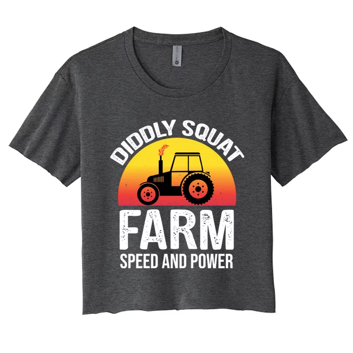 Diddly Squat Farm Speed And Power Gift Funny Tractor Gift Women's Crop Top Tee