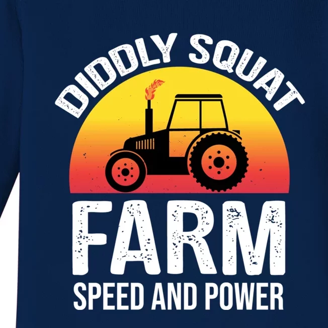 Diddly Squat Farm Speed And Power Gift Funny Tractor Gift Baby Long Sleeve Bodysuit