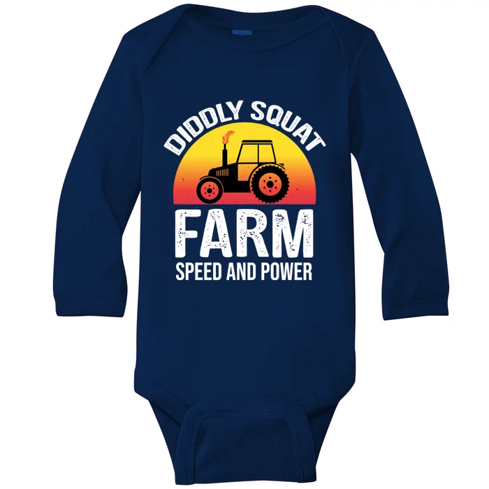 Diddly Squat Farm Speed And Power Gift Funny Tractor Gift Baby Long Sleeve Bodysuit