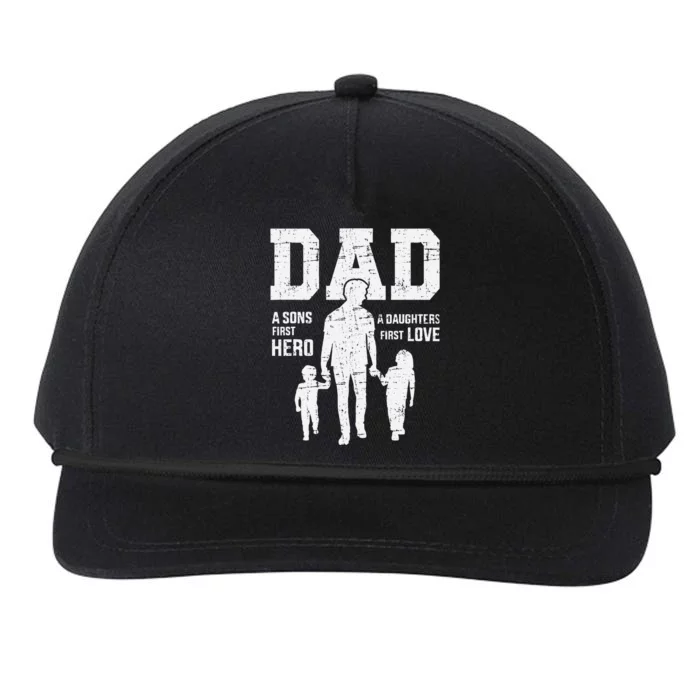 Dad Sons First Hero Daughter Love For FatherS Day Snapback Five-Panel Rope Hat