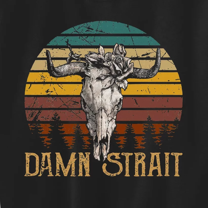 D.A.M.N. S.T.R.A.I.T Guitar Music Country Bullskulls Cowboy Kids Sweatshirt