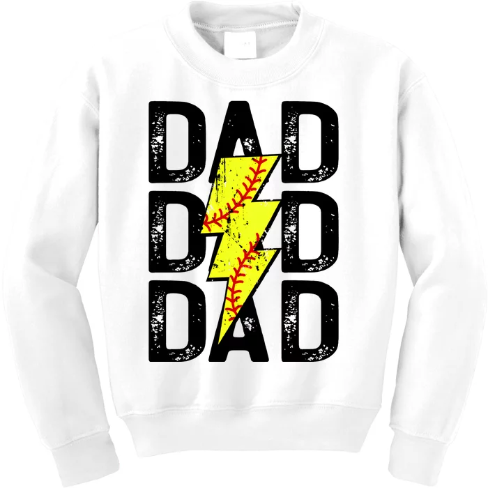 Dad Softball Game Day Kids Sweatshirt