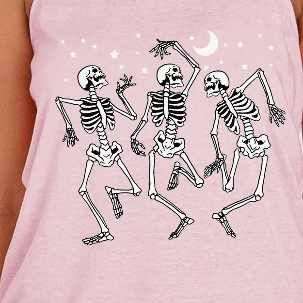 Dancing Skeleton Gothic Goth Spooky Womens Halloween Gift Women's Knotted Racerback Tank