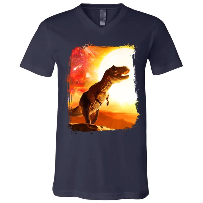 Desert Sun Galaxy Trex Dinosaur V-Neck T-Shirt