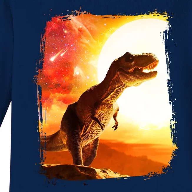 Desert Sun Galaxy Trex Dinosaur Baby Long Sleeve Bodysuit