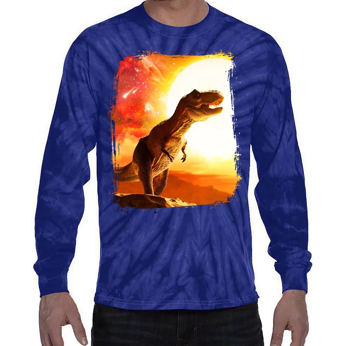 Desert Sun Galaxy Trex Dinosaur Tie-Dye Long Sleeve Shirt