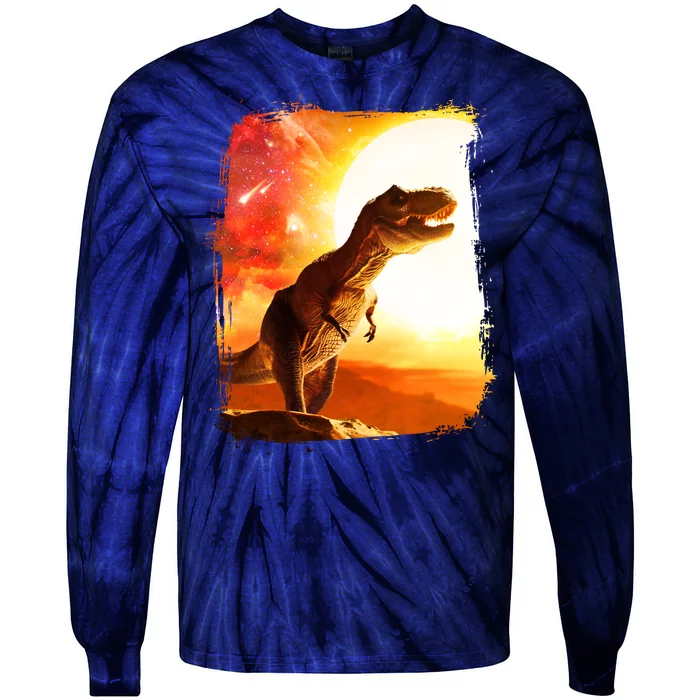 Desert Sun Galaxy Trex Dinosaur Tie-Dye Long Sleeve Shirt