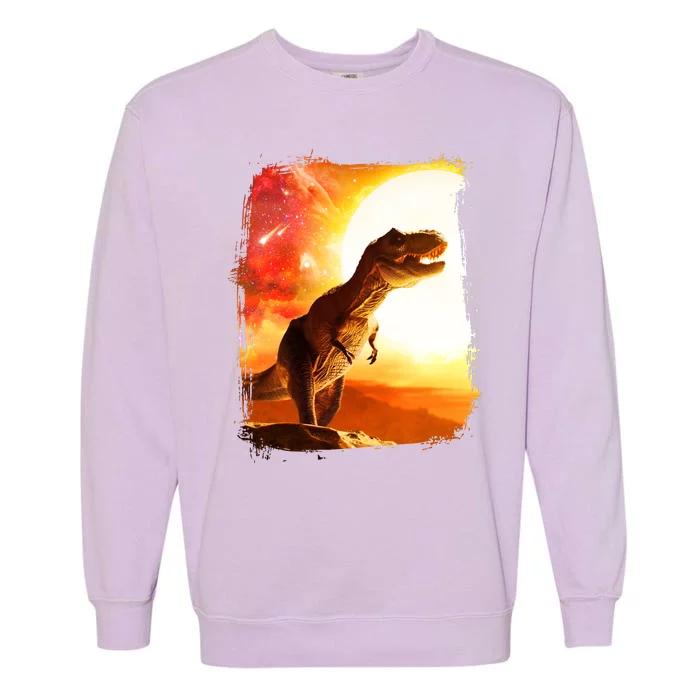 Desert Sun Galaxy Trex Dinosaur Garment-Dyed Sweatshirt