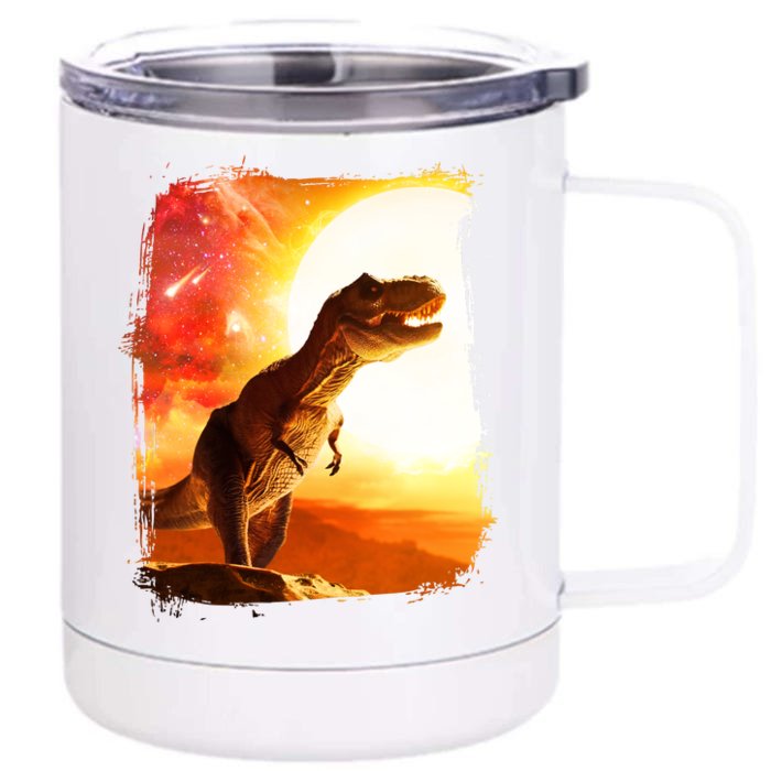 Desert Sun Galaxy Trex Dinosaur Front & Back 12oz Stainless Steel Tumbler Cup