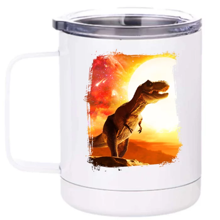 Desert Sun Galaxy Trex Dinosaur Front & Back 12oz Stainless Steel Tumbler Cup