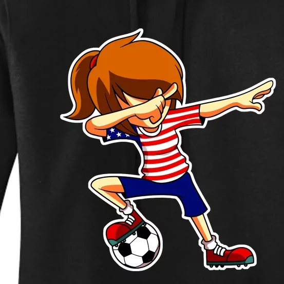 Dabbing Soccer Girl Usa American Flag Jersey Women's Pullover Hoodie