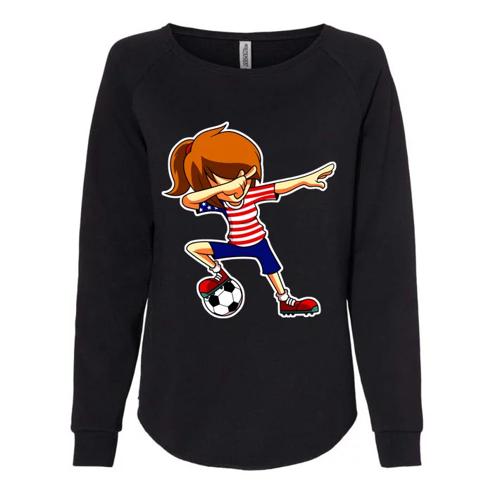 Dabbing Soccer Girl Usa American Flag Jersey Womens California Wash Sweatshirt