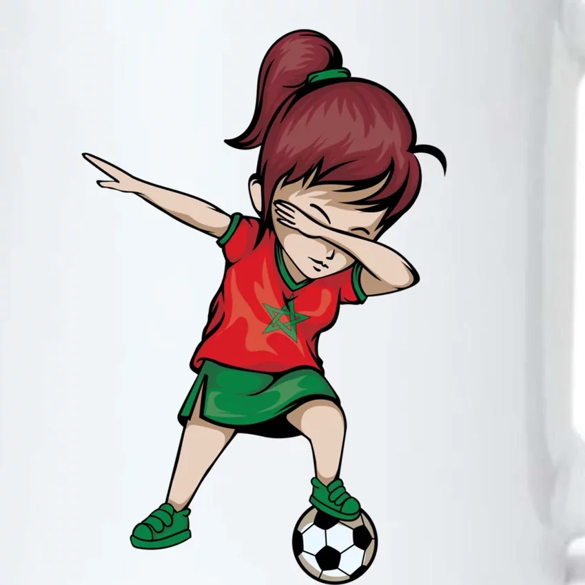 Dabbing Soccer Girl Morocco Gift Moroccan Football Soccer Gift Black Color Changing Mug