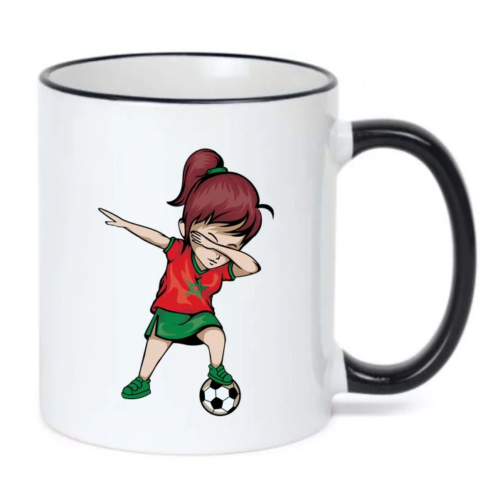 Dabbing Soccer Girl Morocco Gift Moroccan Football Soccer Gift Black Color Changing Mug