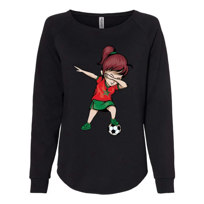 Dabbing Soccer Girl Morocco Gift Moroccan Football Soccer Gift Womens California Wash Sweatshirt