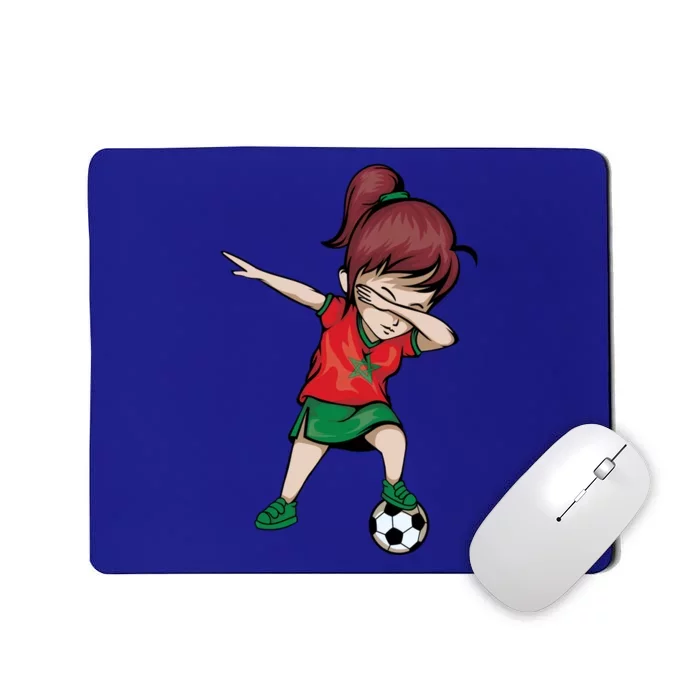 Dabbing Soccer Girl Morocco Gift Moroccan Football Soccer Gift Mousepad